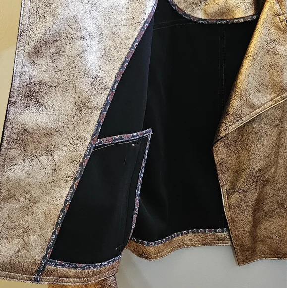 Rose Gold Metallic Gold Women's Crop Jacket From Anthropologie - Picture 8 of 10